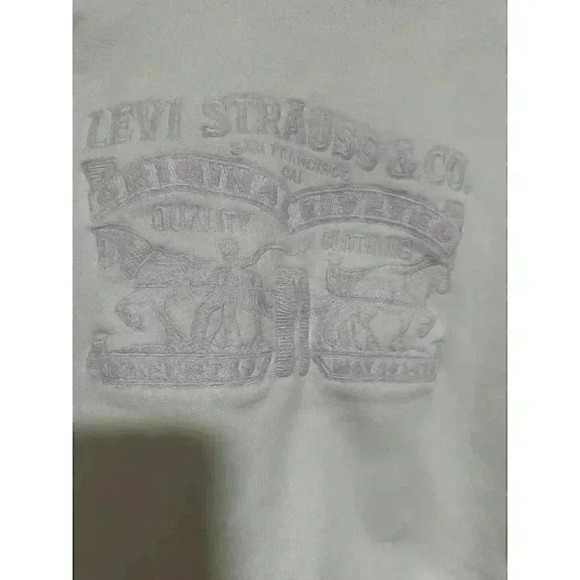 White LEVI STRAUSS & CO brand crop sweatshirt Size Small Cotton classic hoodie - Picture 2 of 10